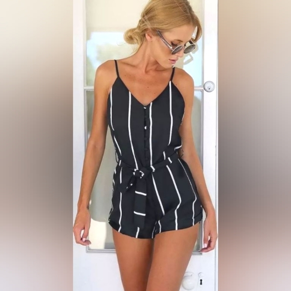 ZAFUL STIPED ROMPER WITH TIE NWT! - Picture 1 of 1